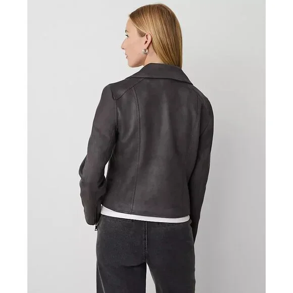 Ann Taylor Petite Faux Suede Moto Jacket MP - Picture 2 of 3